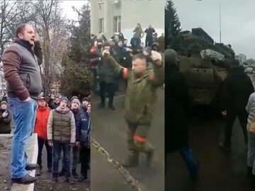 Mer Artem Semeniczin i mieszkańcy Konotopu konfrontują się z rosyjską delegacją