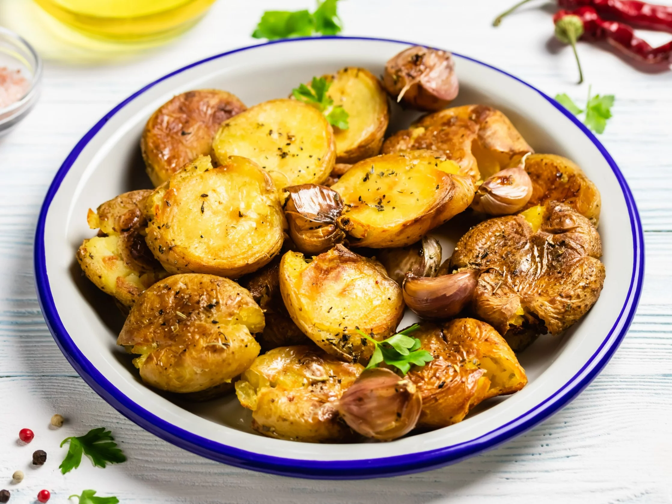 Pieczone miażdżone ziemniaki