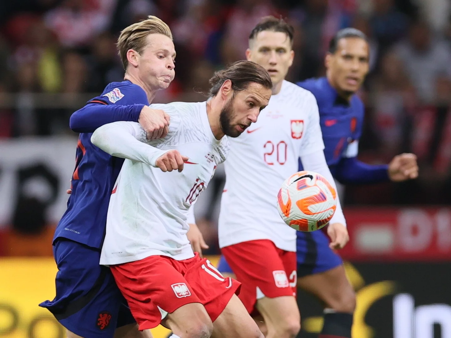 Frenkie de Jong, Grzegorz Krychowiak, Piotr Zieliński i Virgil van Dijk