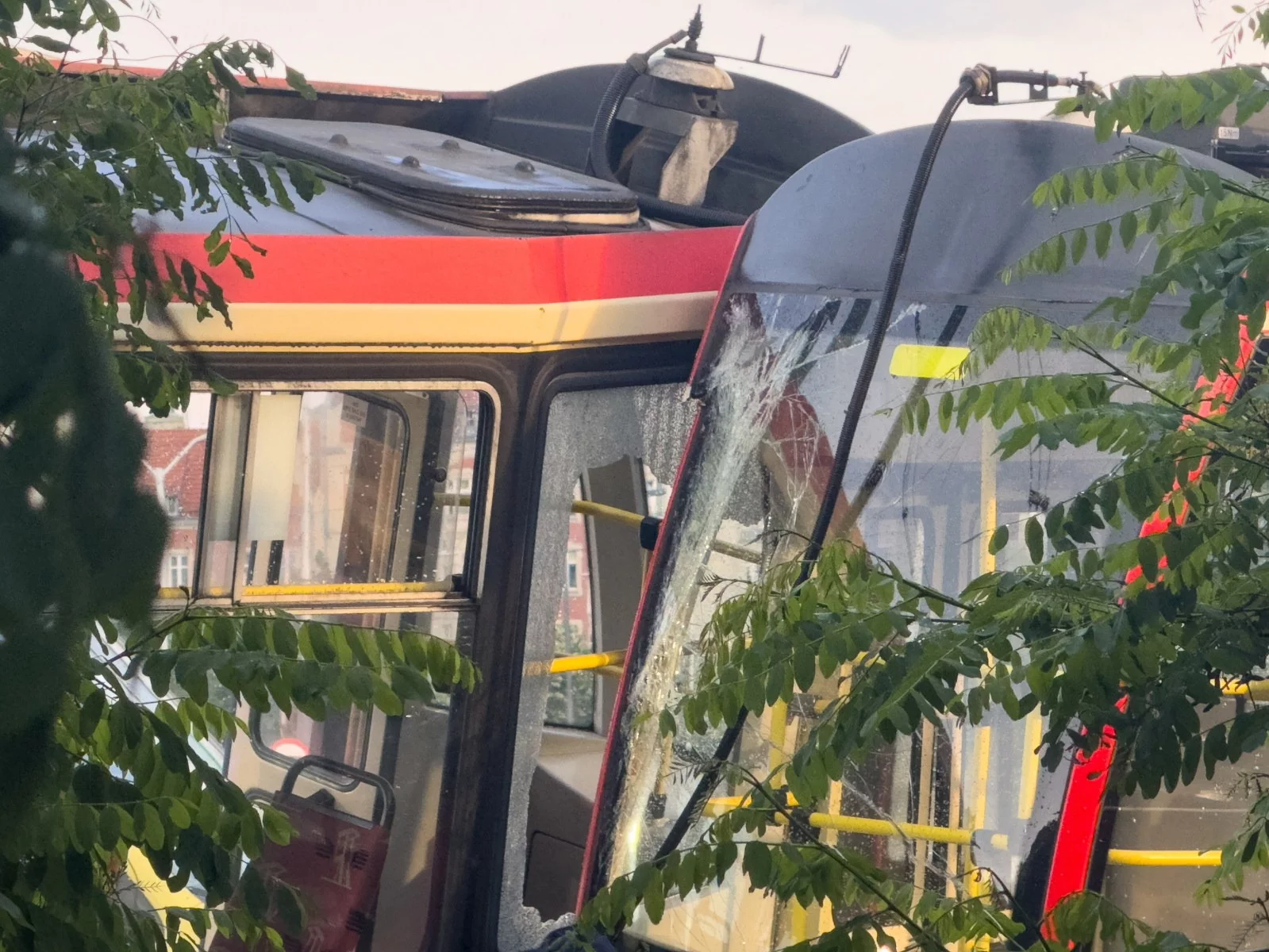 Miejsce wykolejenia tramwaju na rondzie gen. Ziętka w Katowicach