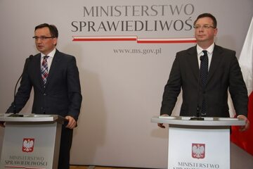Minister Sprawiedliwości Prokurator Generalny Zbigniew Ziobro i Sekretarz Stanu w MS Michał Wójcik