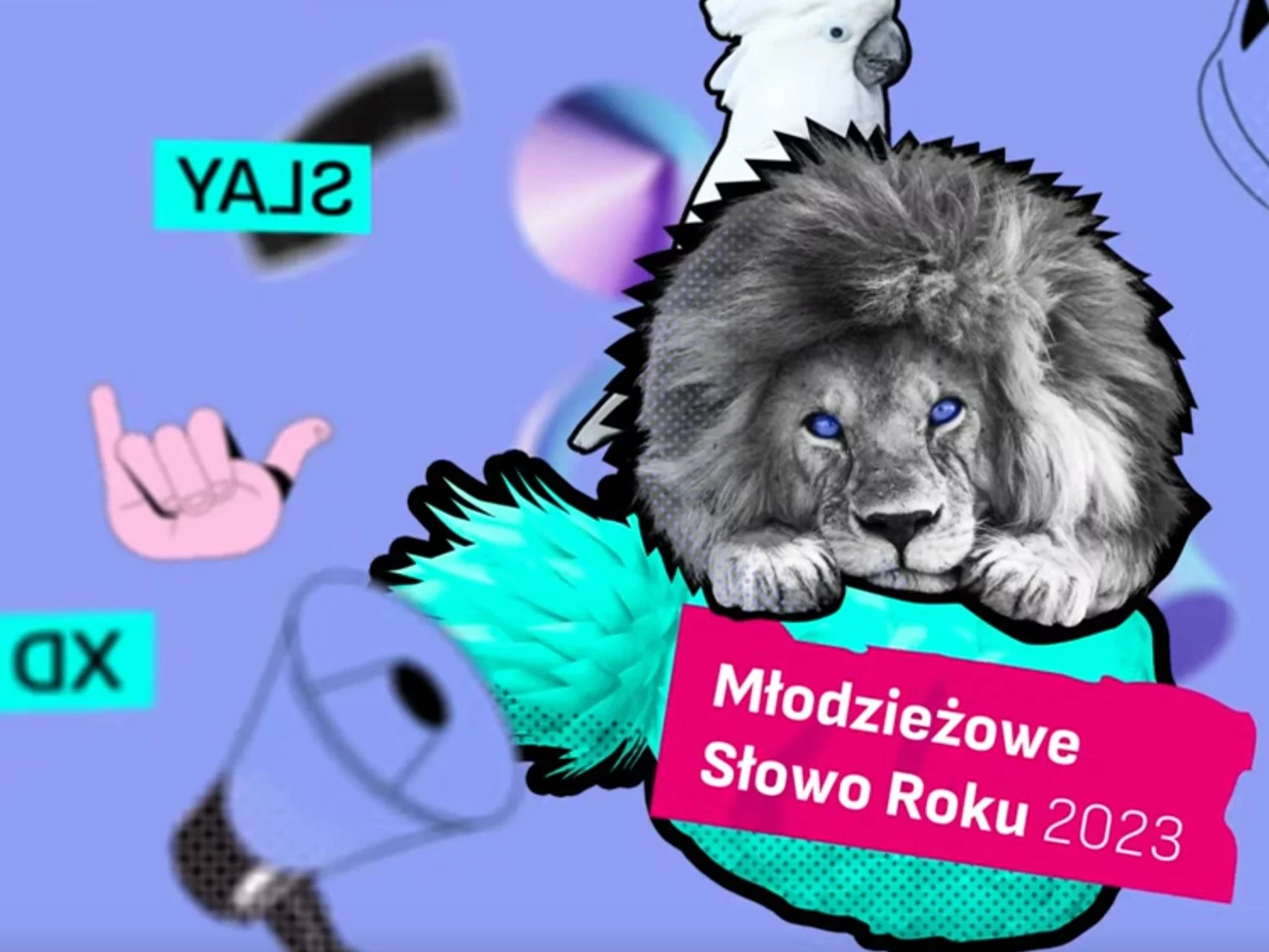 Grafika reklamująca plebiscyt Młodzieżowe Słowo Roku 2023