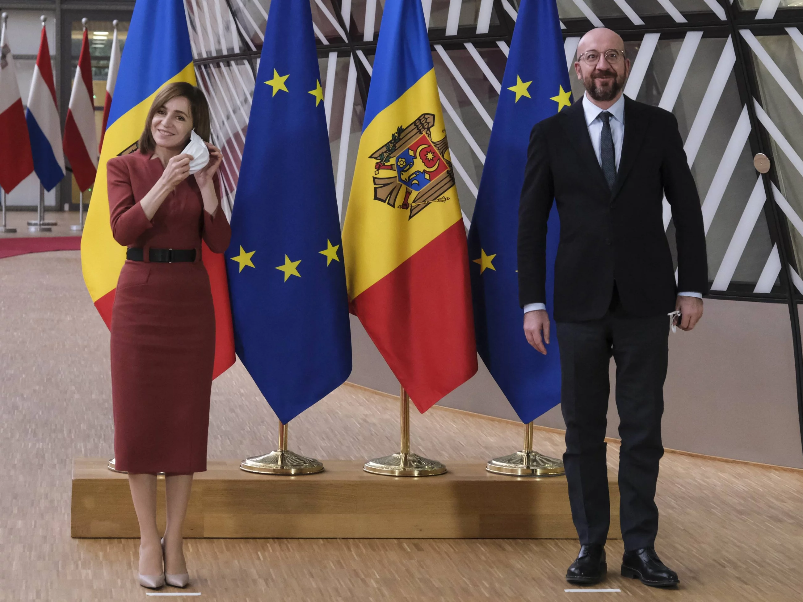 Prezydent Mołdawii Maia Sandu i szef Rady Europejskiej Charles Michel, 18 stycznia