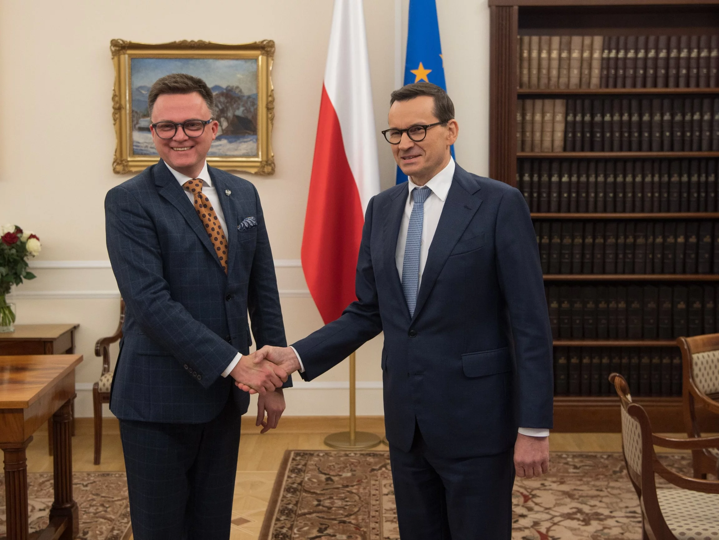 Szymon Hołownia i Mateusz Morawiecki