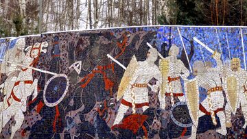 Mozaika przedstawiająca bitwę pod Cedynią, fragment kompleksu pomnika na Górze Czcibora