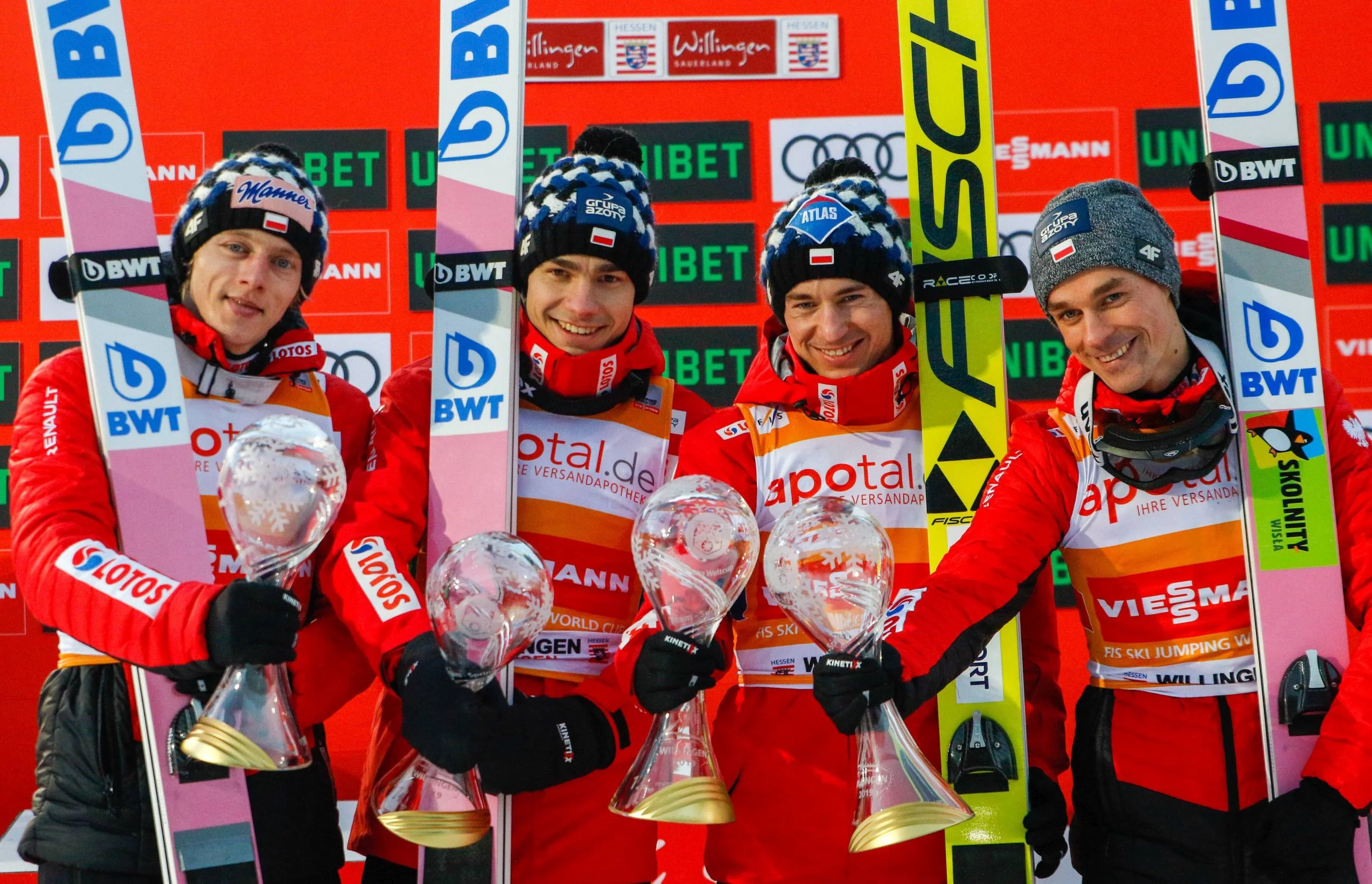 Dawid Kubacki, Jakub Wolny, Kamil Stoch, Piotr Żyła