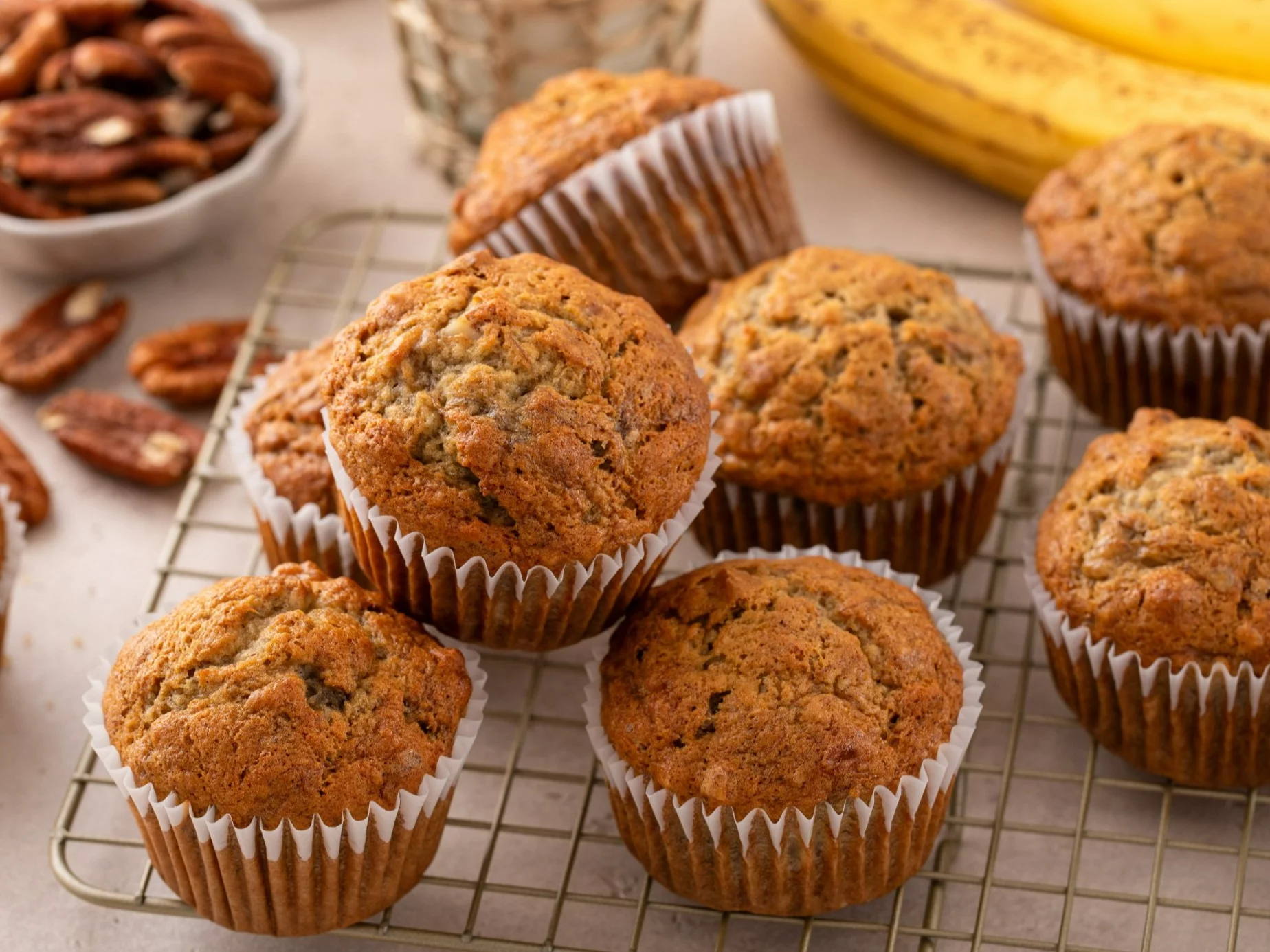 Bananowe muffiny z orzechami