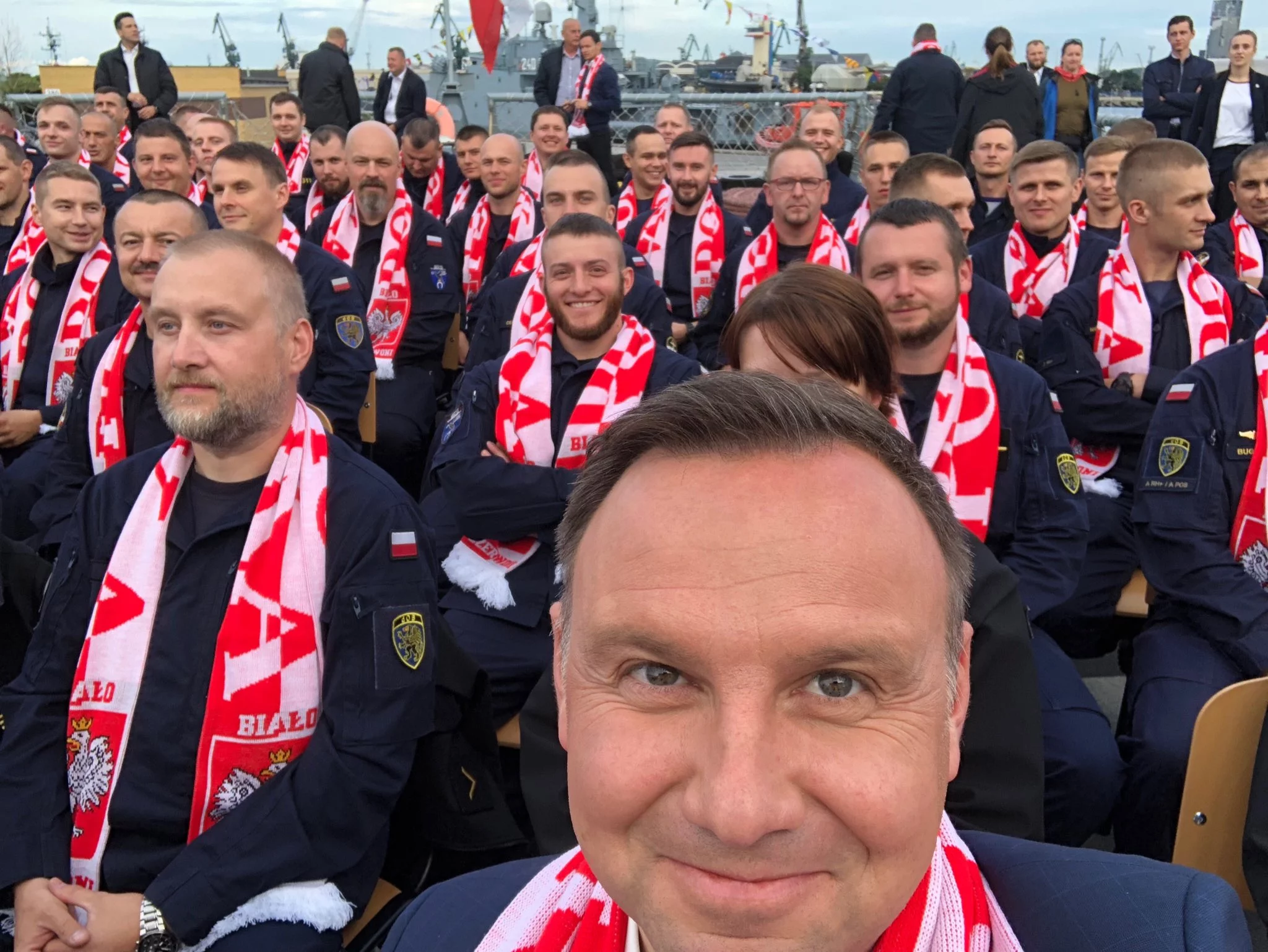 Andrzej Duda podczas meczu Polska - Kolumbia