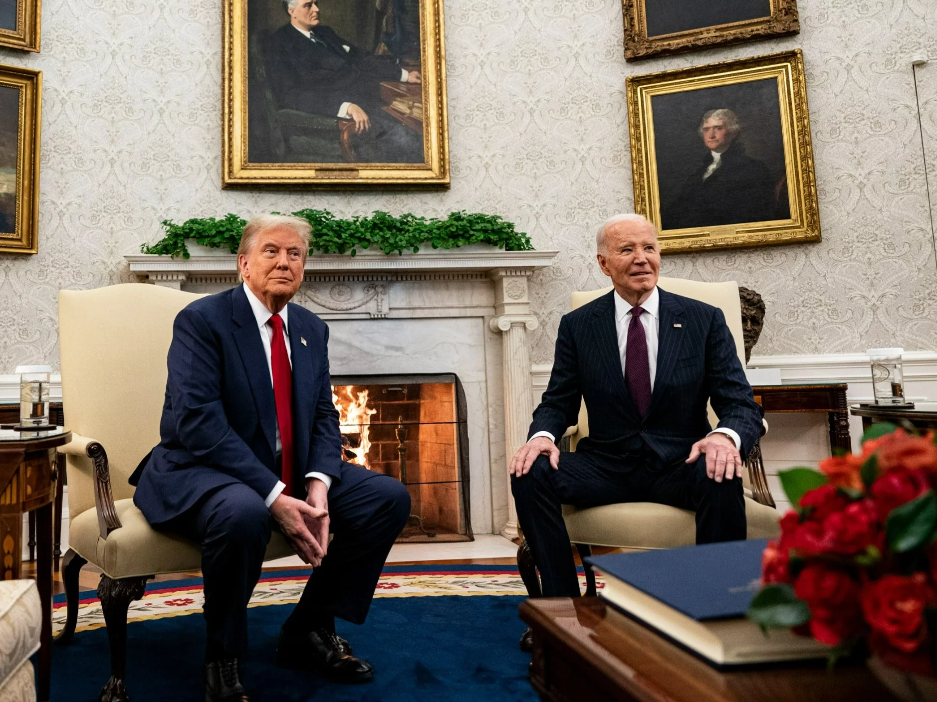 Przywódca USA Joe Biden i prezydent-elekt Donald Trump