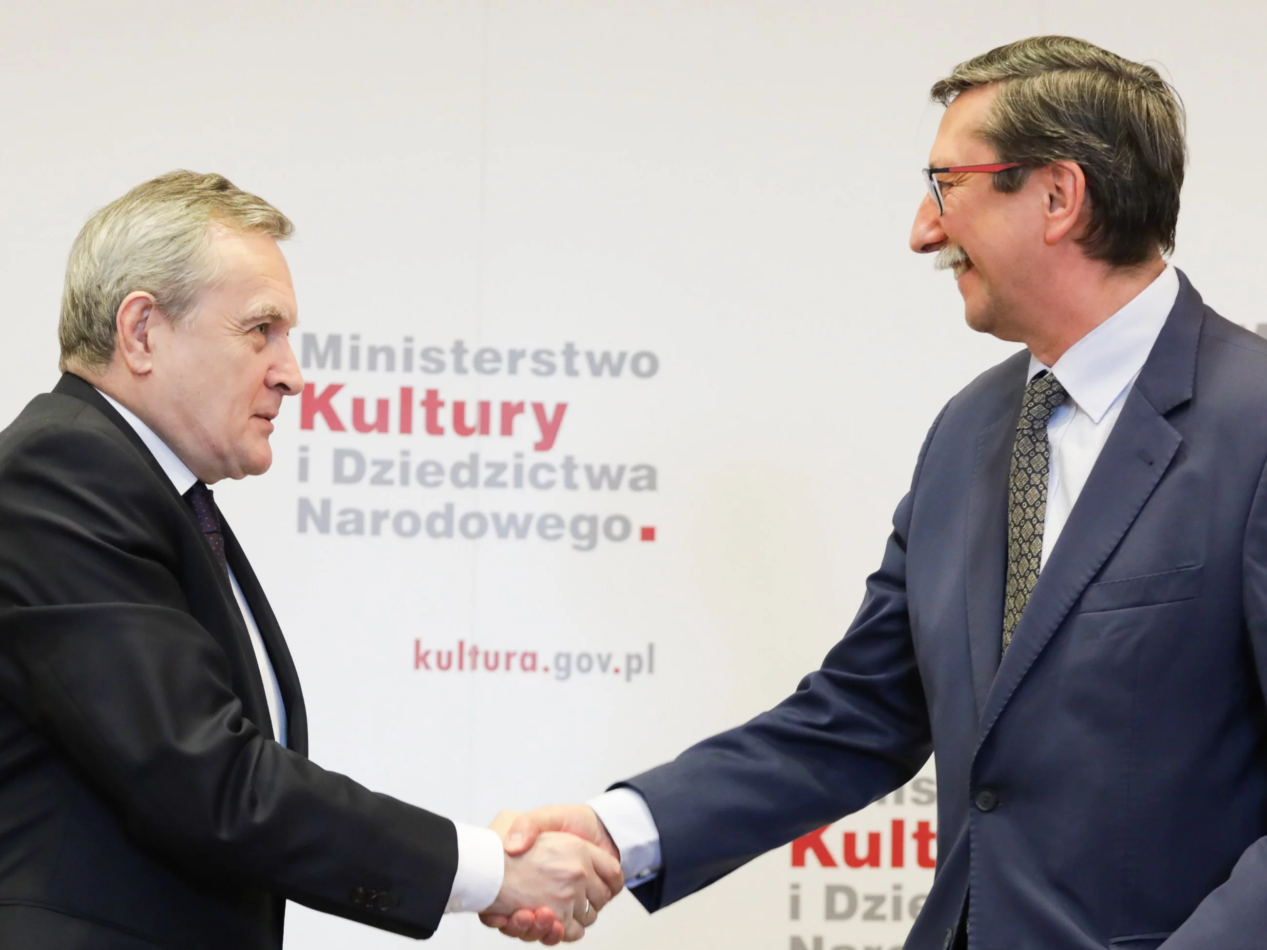 Były minister kultury Piotr Gliński i były dyrektor IDMN Jan Żaryn