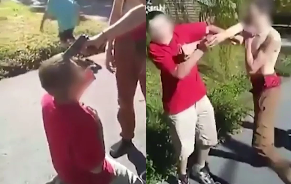 Kadr z wideo przedstawiającego pobicie nastolatka