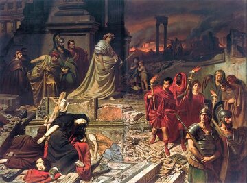 Neron ogląda płonący Rzym, XIX-wieczny obraz Carla Theodora von Piloty