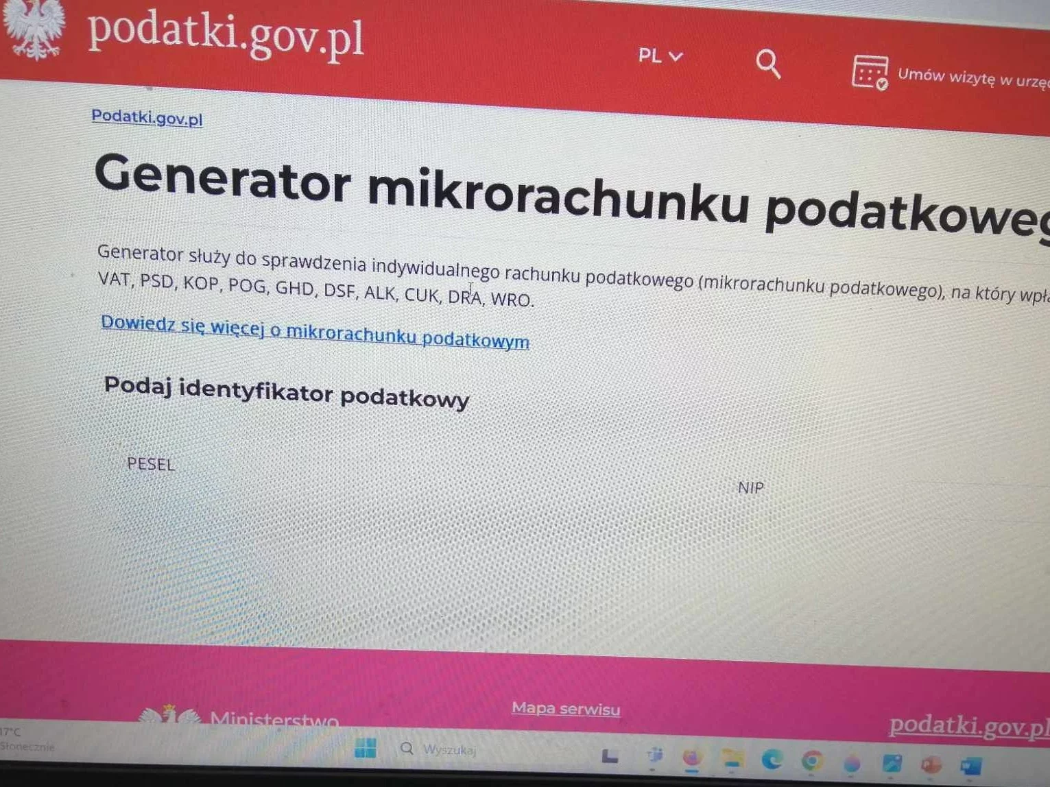 Generator mikrorachunku podatkowego