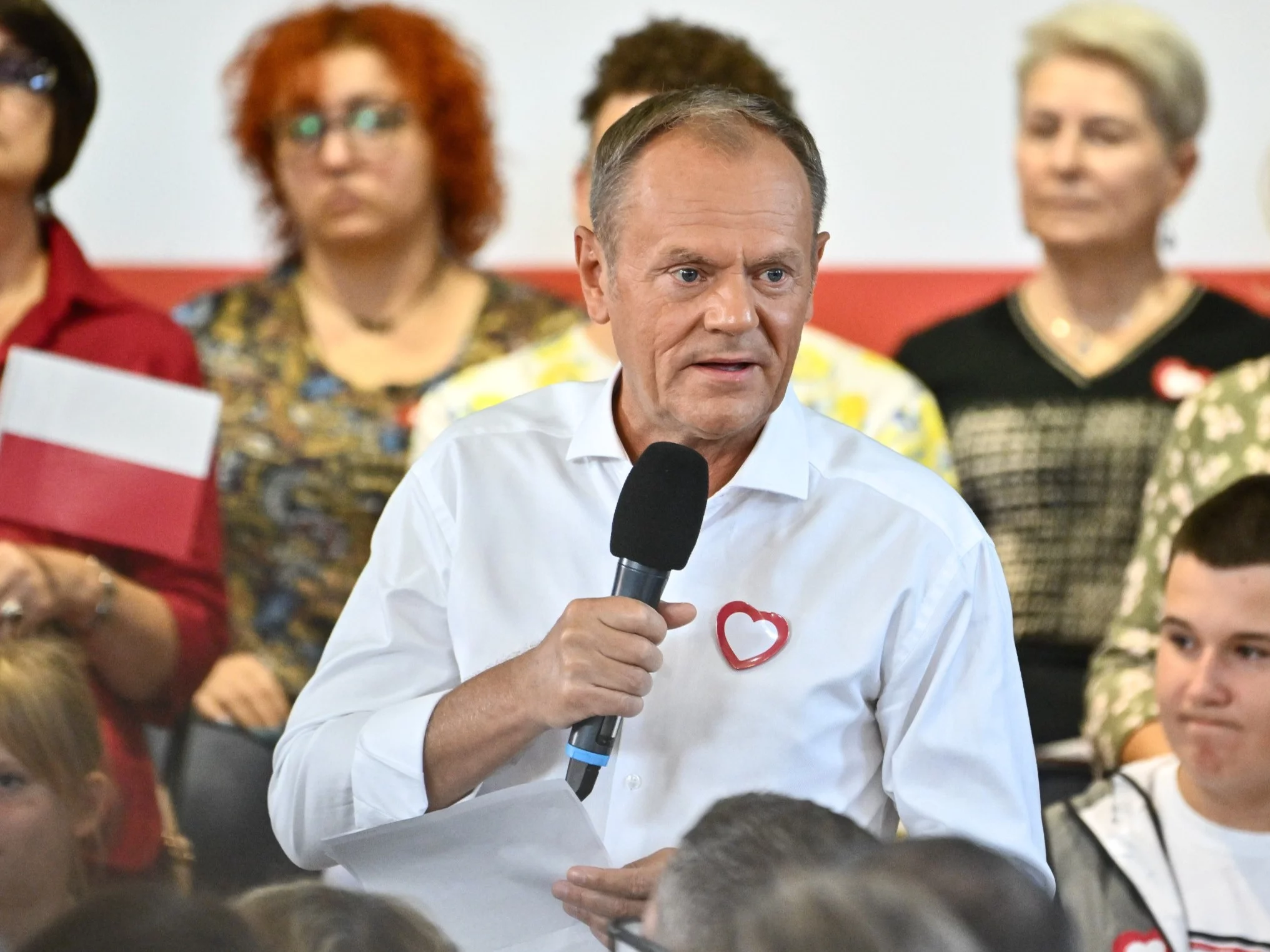 Donald Tusk podczas spotkania z mieszkańcami w Mińsku Mazowieckim