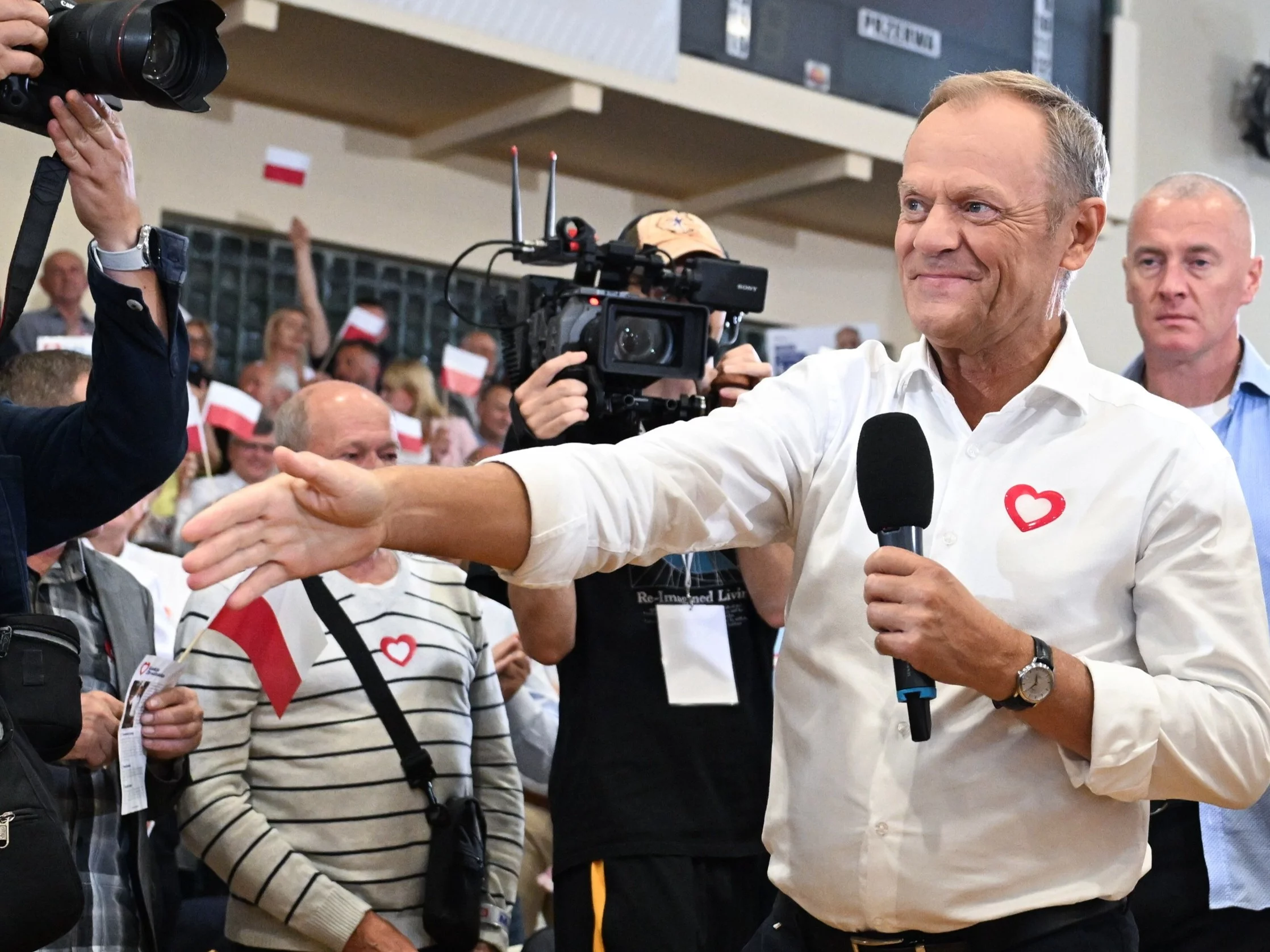 Donald Tusk podczas spotkania wyborczego