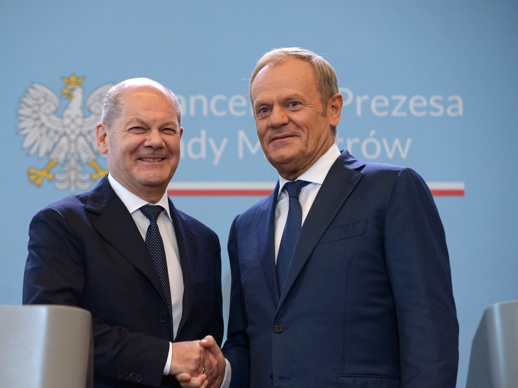 Premier Donald Tusk i kanclerz Niemiec Olaf Scholz