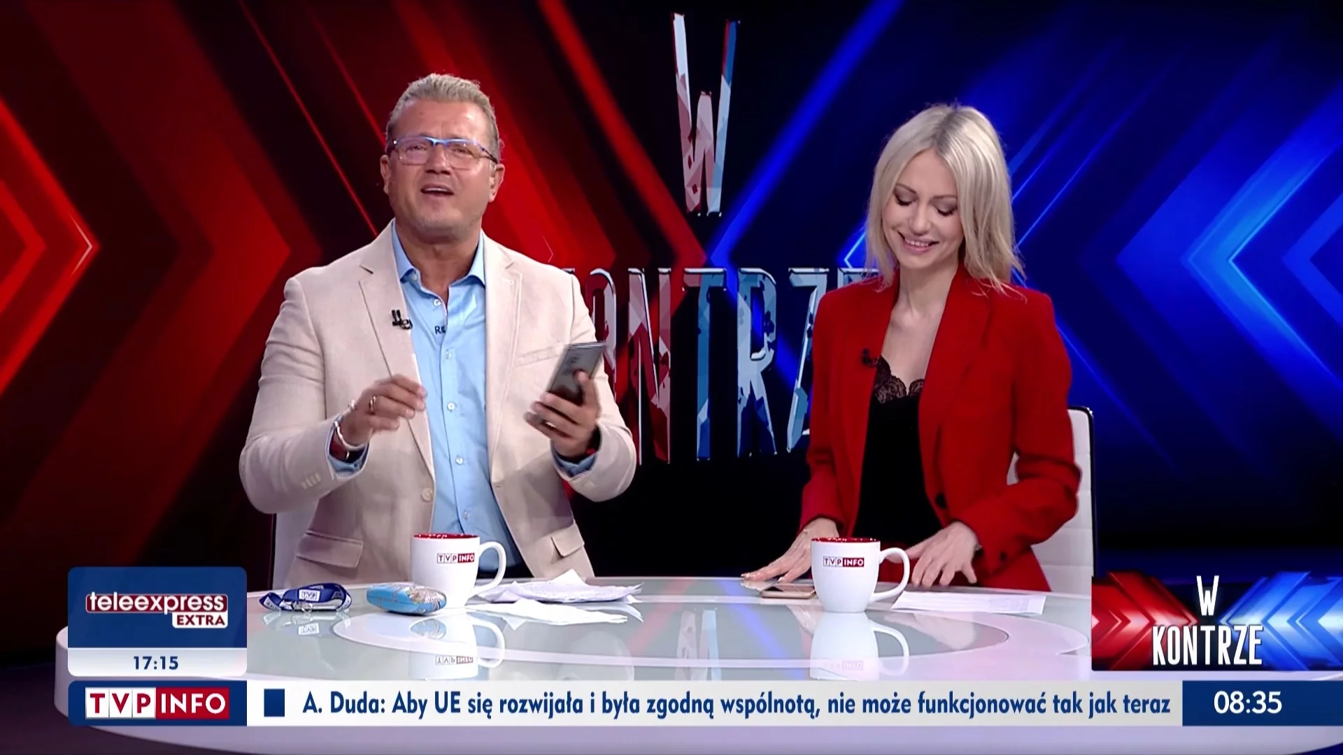 Kadr z programu „W kontrze” w TVP Info