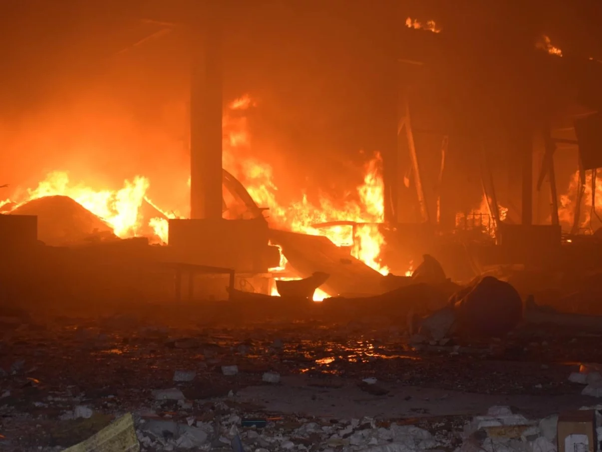 Pożar w Odessie, który wybuch na skutek ataku