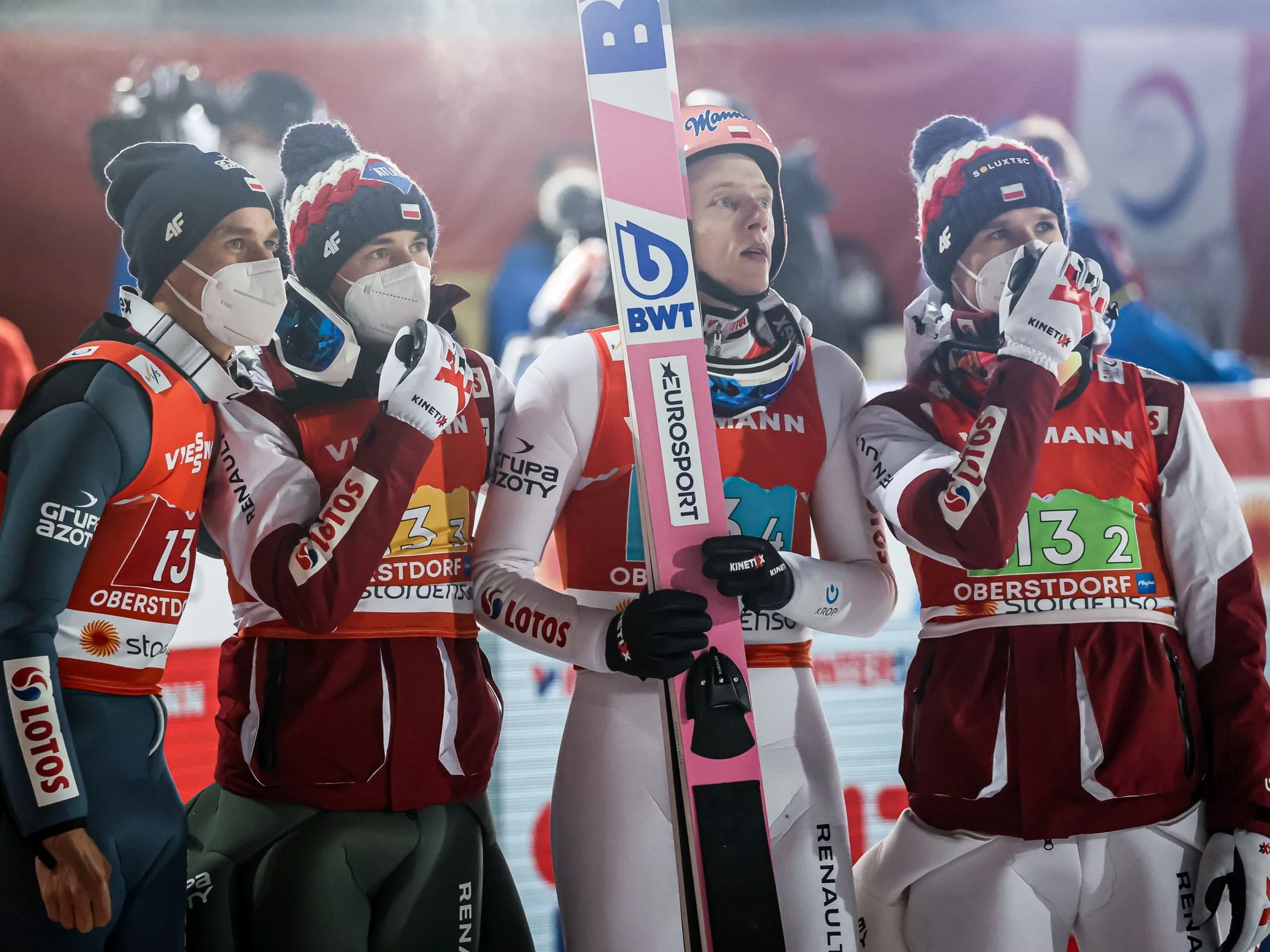 Piotr Żyła, Kamil Stoch, Dawid Kubacki i Andrzej Stękała