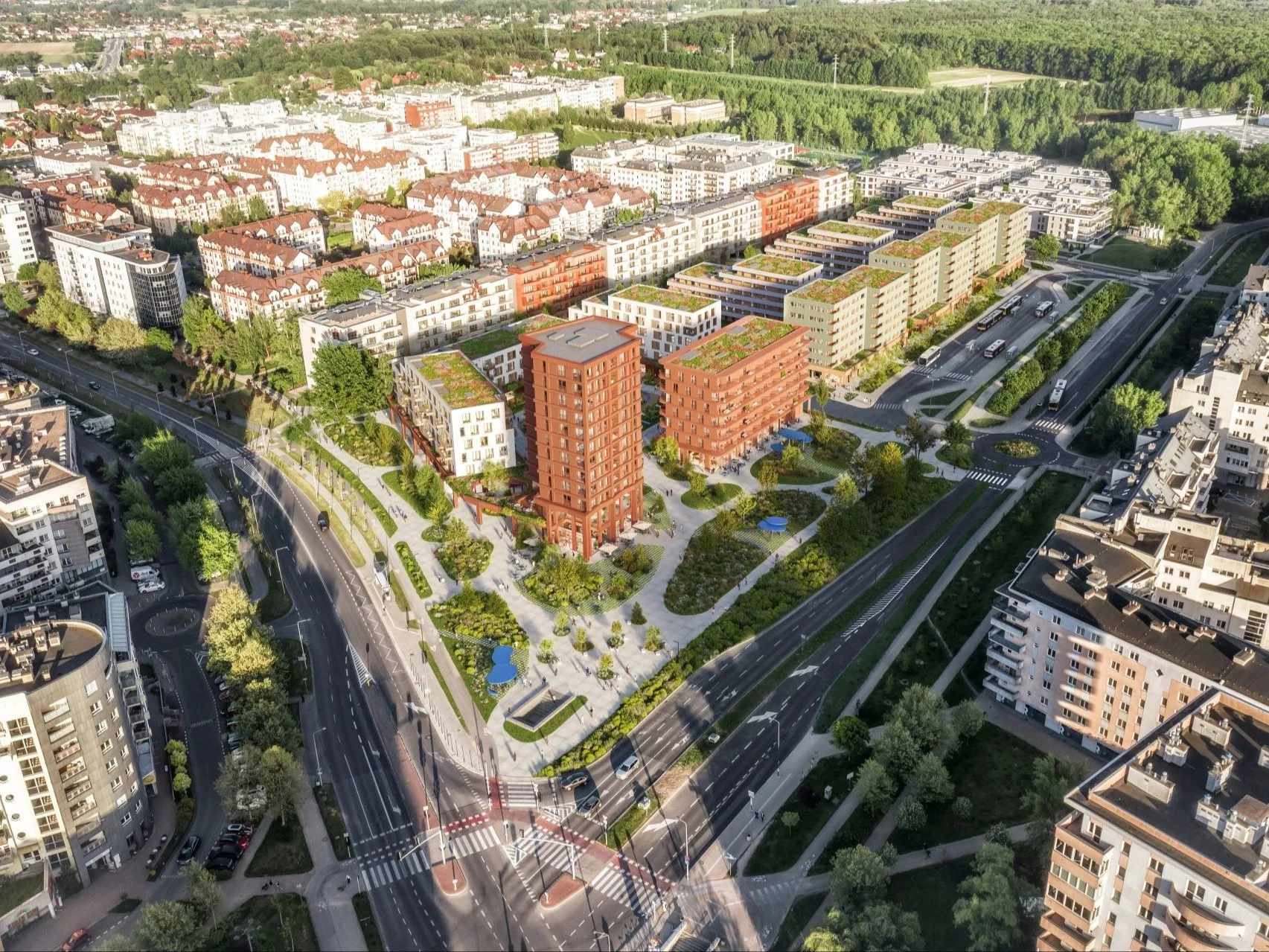 Teren po dawnym hipermarkecie przy al. KEN na Kabatach zostanie przekształcony w wielofunkcyjny miejski kwartał z 410 mieszkaniami, usługami w parterach oraz parkingiem Park & Ride zaprojektowanym przez pracownię WWAA