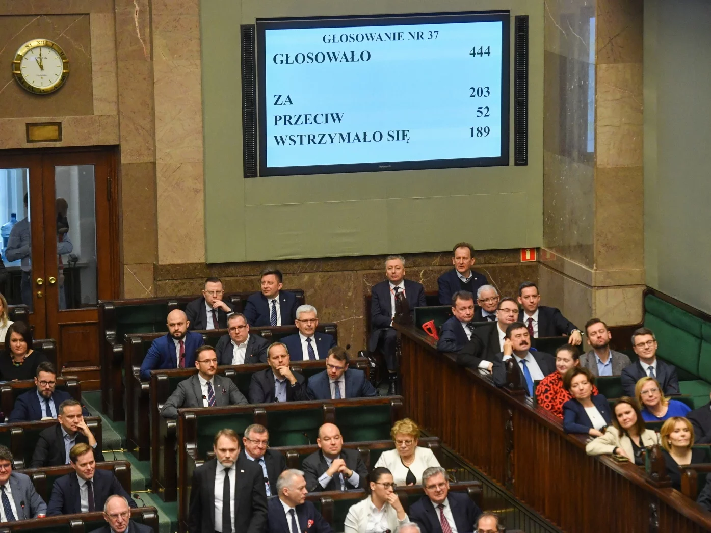 Tablica z wynikiem głosowania nad projektem nowelizacji ustawy o SN