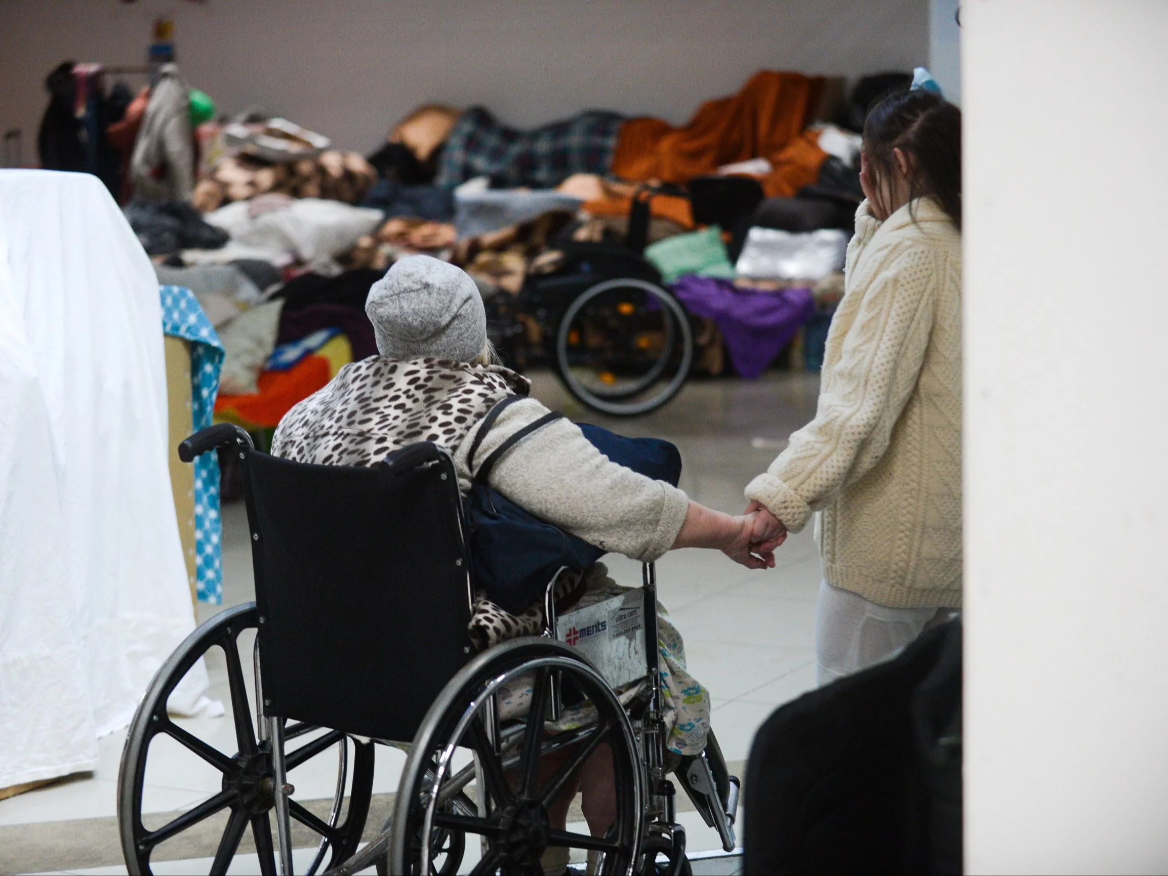 Uchodźcy z Ukrainy w Centrum Pomocy Humanitarnej PTAK w podwarszawskim Nadarzynie, 17.02.2023 r.