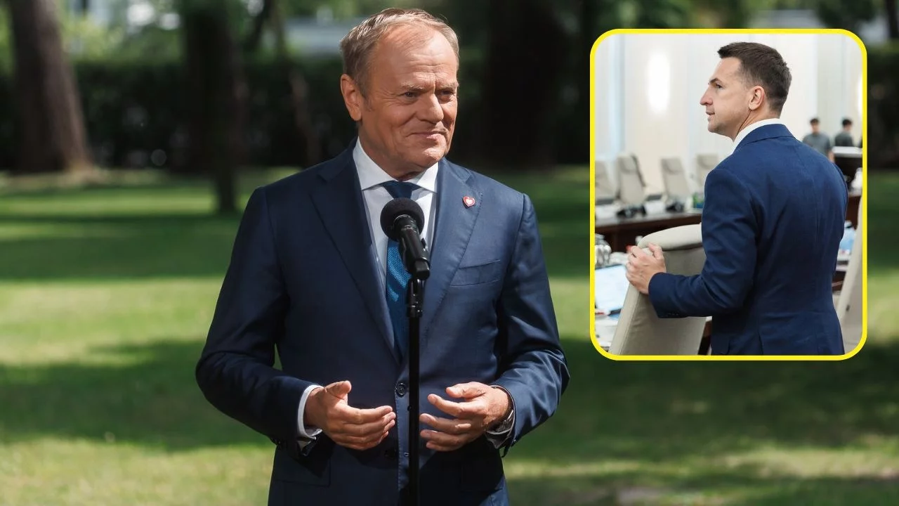 Donald Tusk i Adam Szłapka