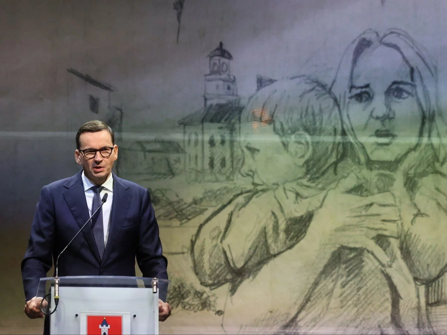 Premier Mateusz Morawiecki podczas obchodów 84. rocznicy wybuchu II wojny światowej w Wieluniu