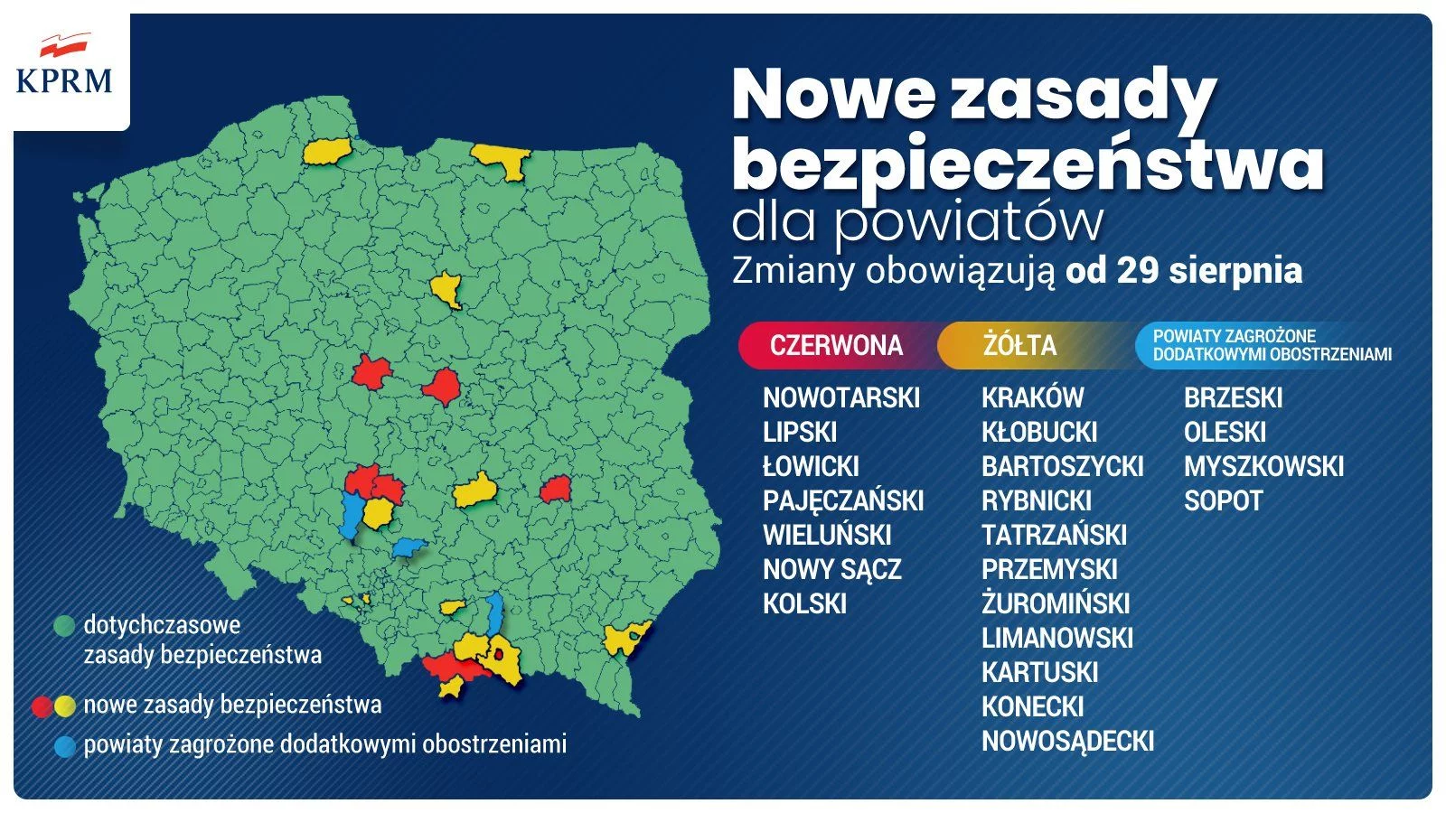 Koronawirus w Polsce. Strefy żółte i czerwone obowiązujące od 29 sierpnia