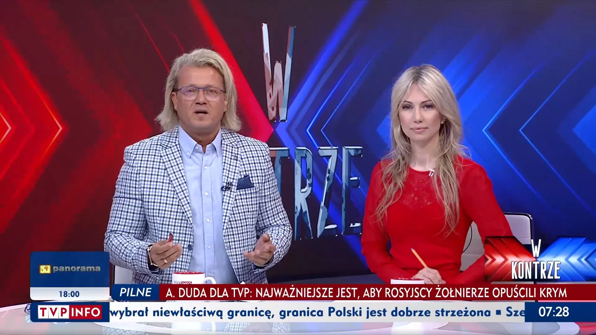 Kadr z programu „W kontrze” w TVP Info