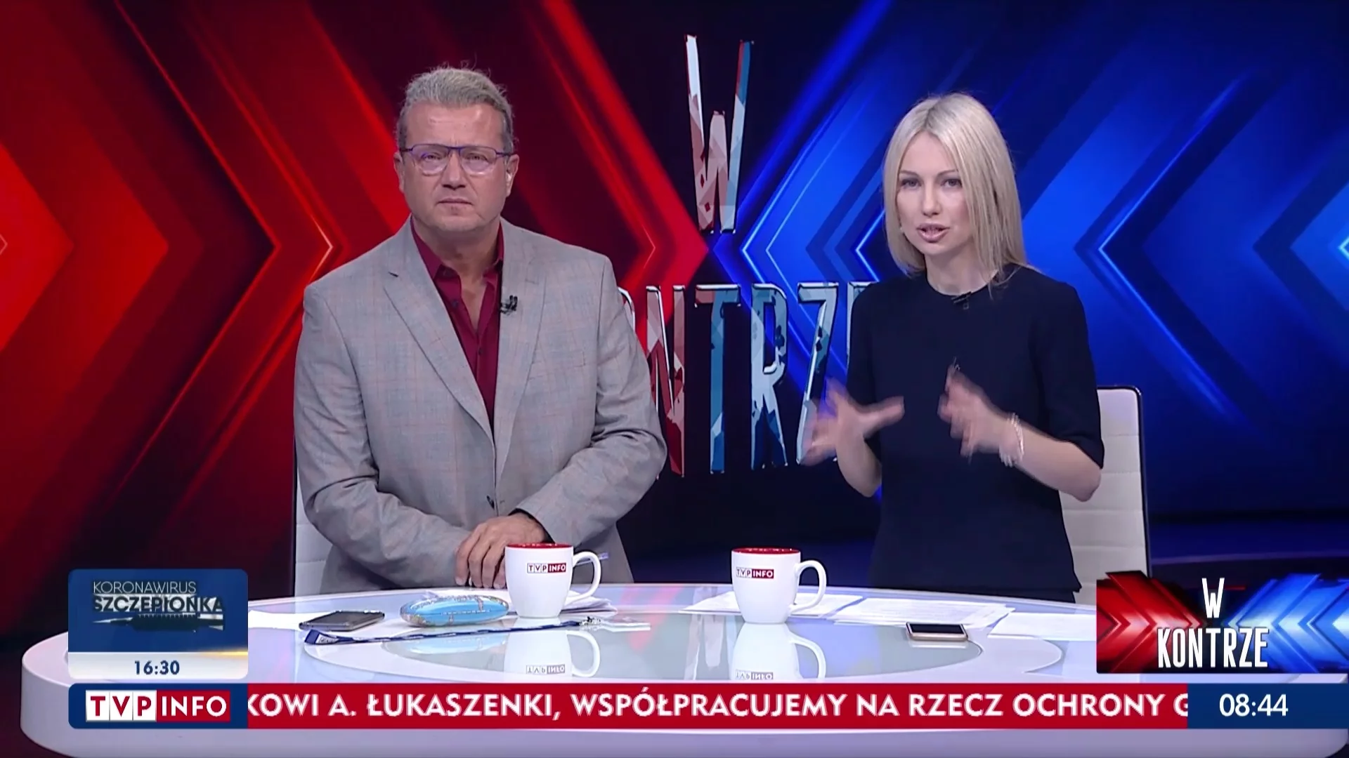 Kadr z programu „W kontrze” w TVP Info