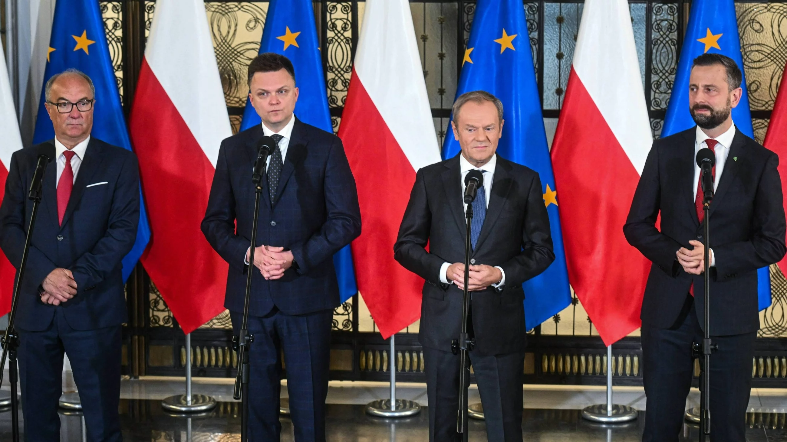 Włodzimierz Czarzasty, Szymon Hołownia, Donald Tusk, Władysław Kosiniak-Kamysz