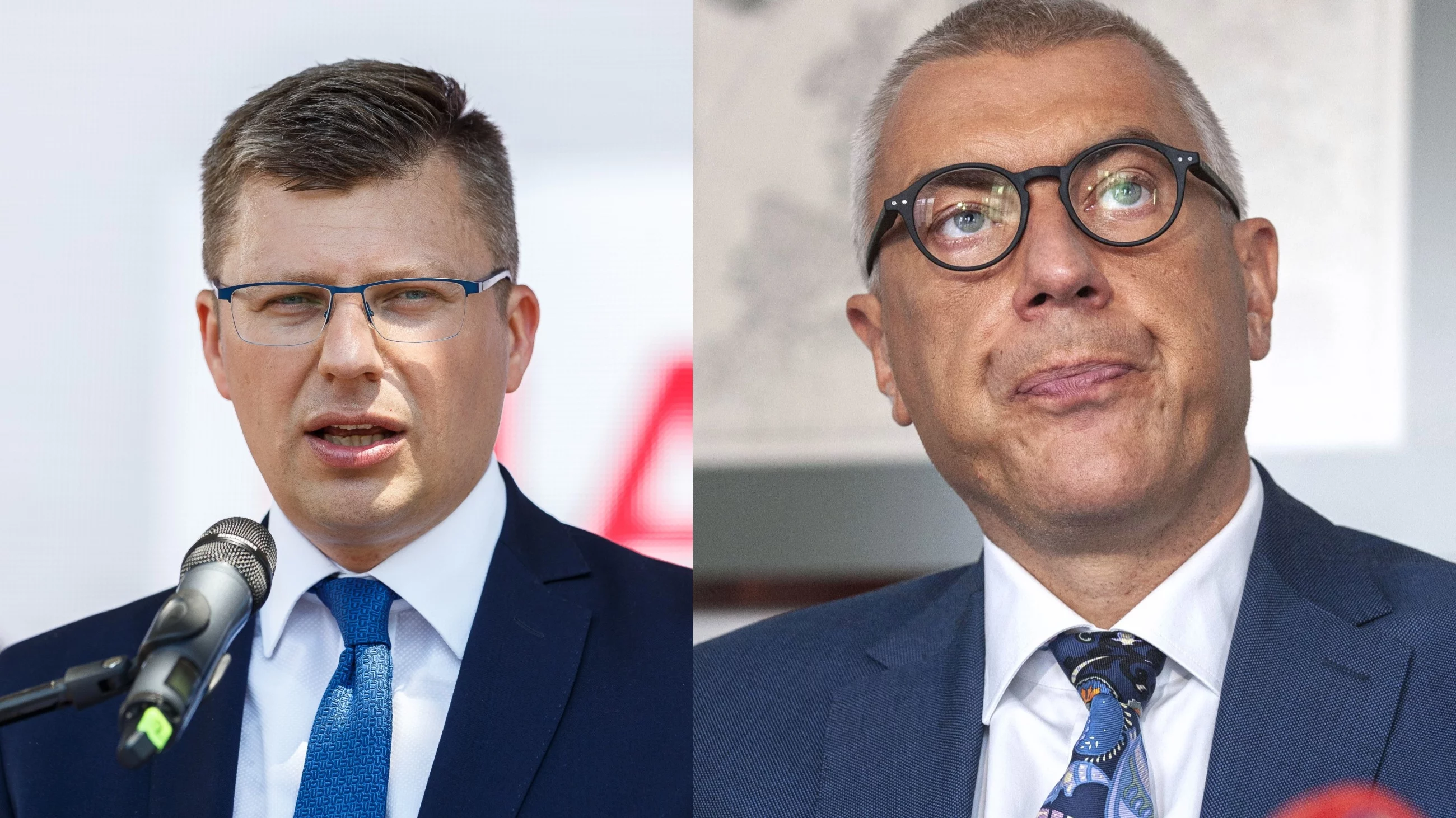 Marcin Warchoł (po lewej) oraz Roman Giertych.