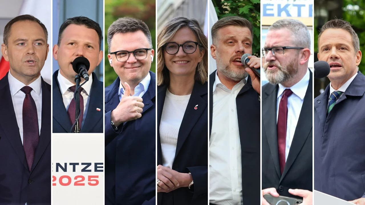 Karol Nawrocki, Sławomir Mentzen, Szymon Hołowwnia, Magdalena Biejat, Adrian Zandberg, Grzegorz Braun i Rafał Trzaskowski