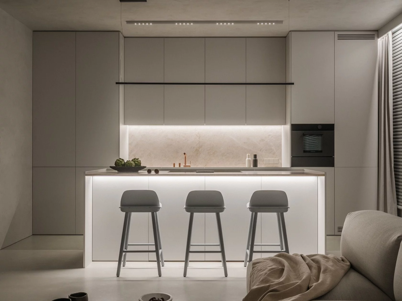 Minimalistyczne mieszkanie całe w bieli, KANDO ARCHITECTS Karolina Krawczyk