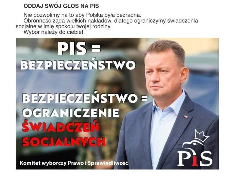 Fałszywy komunikat podszywający się pod PiS