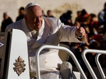 Papież Franciszek w czasie audiencji generalnej w Watykanie