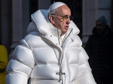 Papież Franciszek w kurtce, zdjęcie produkcji AI