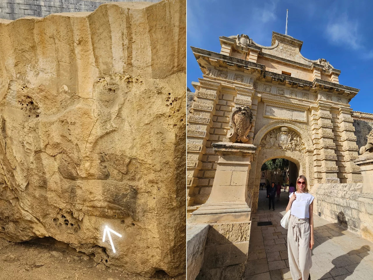 Relief w Tarxien, brama miejska w Mdinie