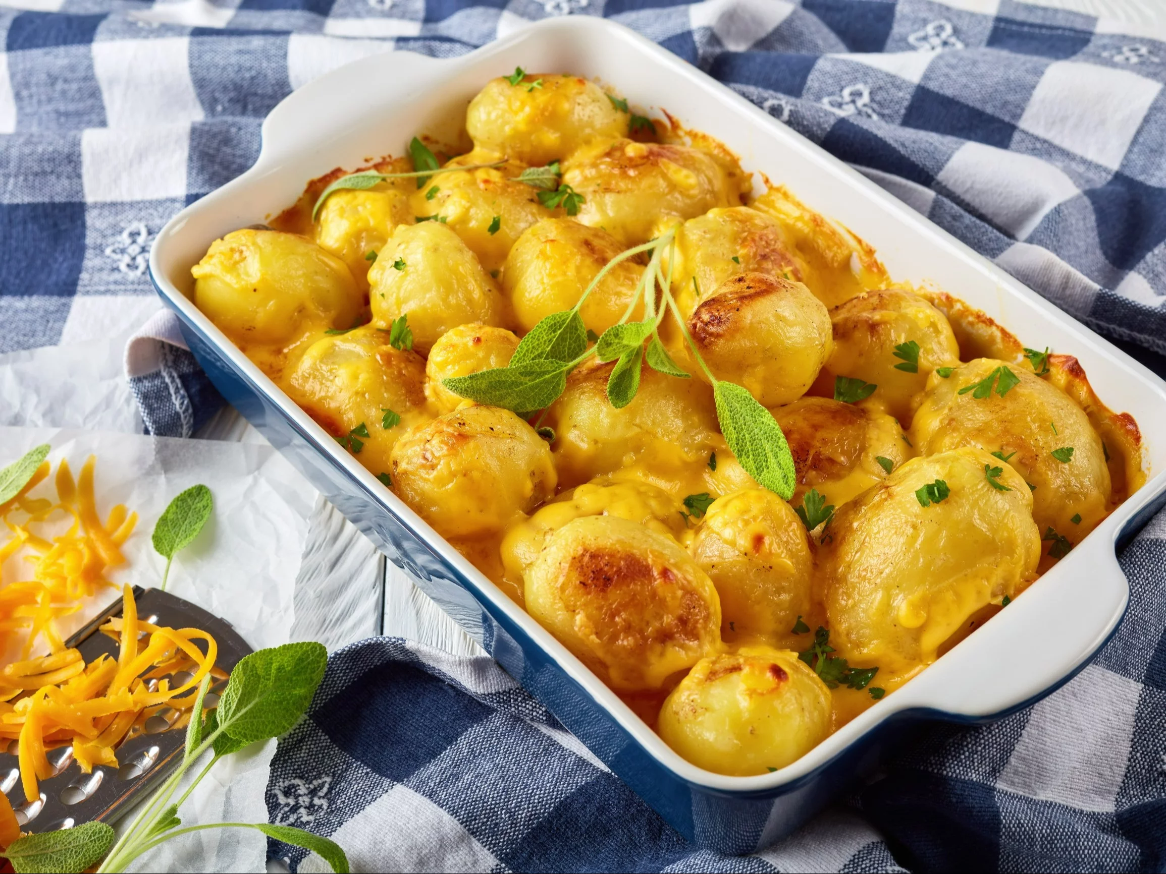 Ziemniaki pieczone w sosie z serem cheddar