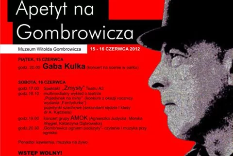 Plakat reklamujący piknik „Apetyt na Gombrowicza” we Wsoli
