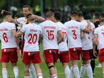 Piłkarze ŁKS-u Łódź w meczu z Górnikiem Polkowice