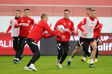 Piłkarze reprezentacji Polski na treningu