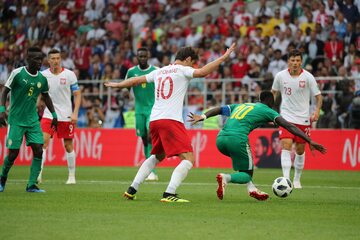 Piłkarze reprezentacji Polski w meczu z Senegalem