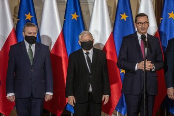 Piotr Gliński, Jarosław Kaczyński i Mateusz Morawiecki