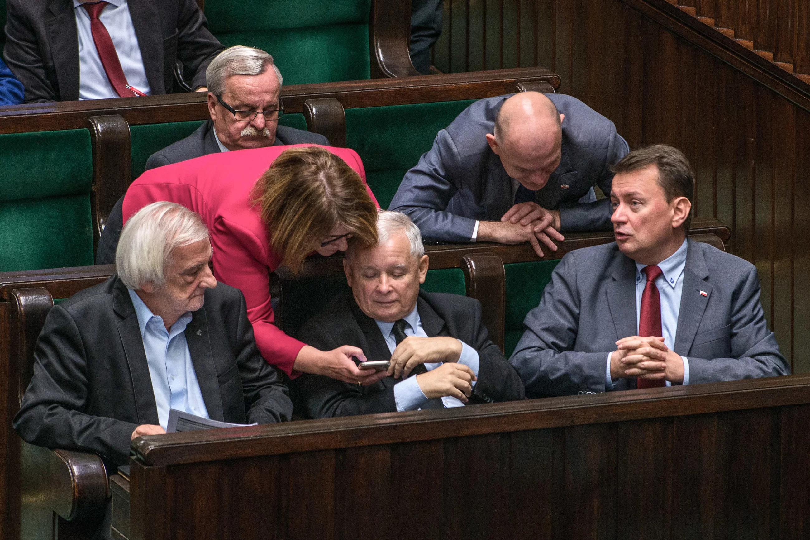 Ryszard Terlecki, Beata Mazurek, Jarosław Kaczyński i Mariusz Błaszczak