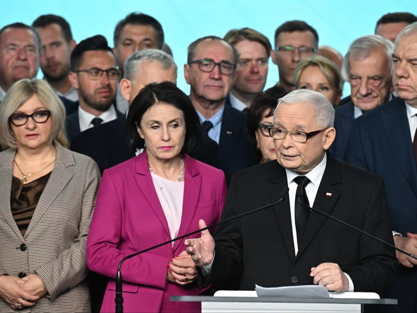 Jarosław Kaczyński i politycy PiS na konferencji