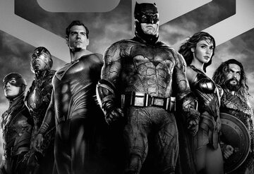 Plakat czarno-białej wersji filmu „Liga Sprawiedliwości Zacka Snydera”