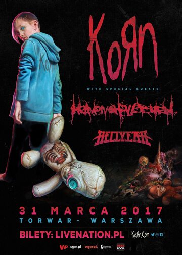 Plakat promujący koncert Korn na warszawskim Torwarze