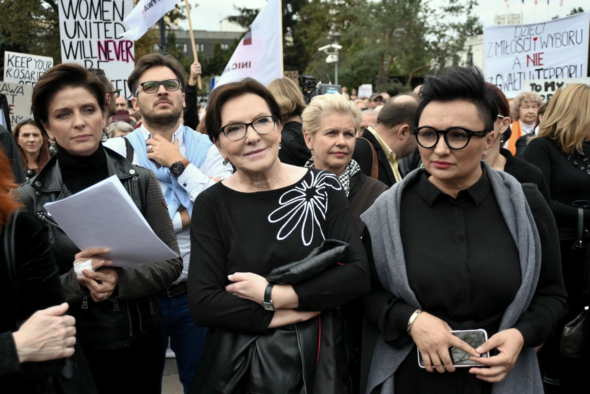 Joanna Mucha, Ewa Kopacz i Monika Wielichowska podczas Czarnego Protestu